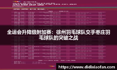 全运会升降级附加赛：徐州羽毛球队交手枣庄羽毛球队的突破之战