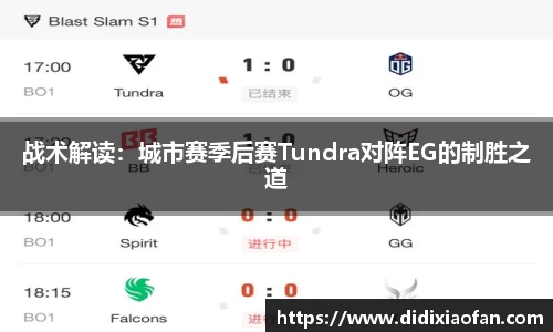 战术解读：城市赛季后赛Tundra对阵EG的制胜之道